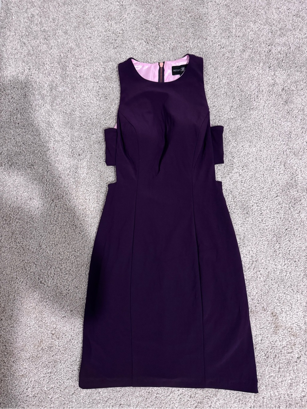 Betsy & Adam Sleeveless Purple Cutout Sheath Dress